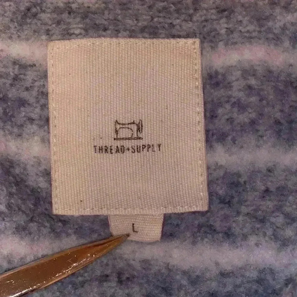 THREAD & SUPPLY Horizontal Striped Pullover Gray and White SIZE LARGE - Picture 5 of 6
